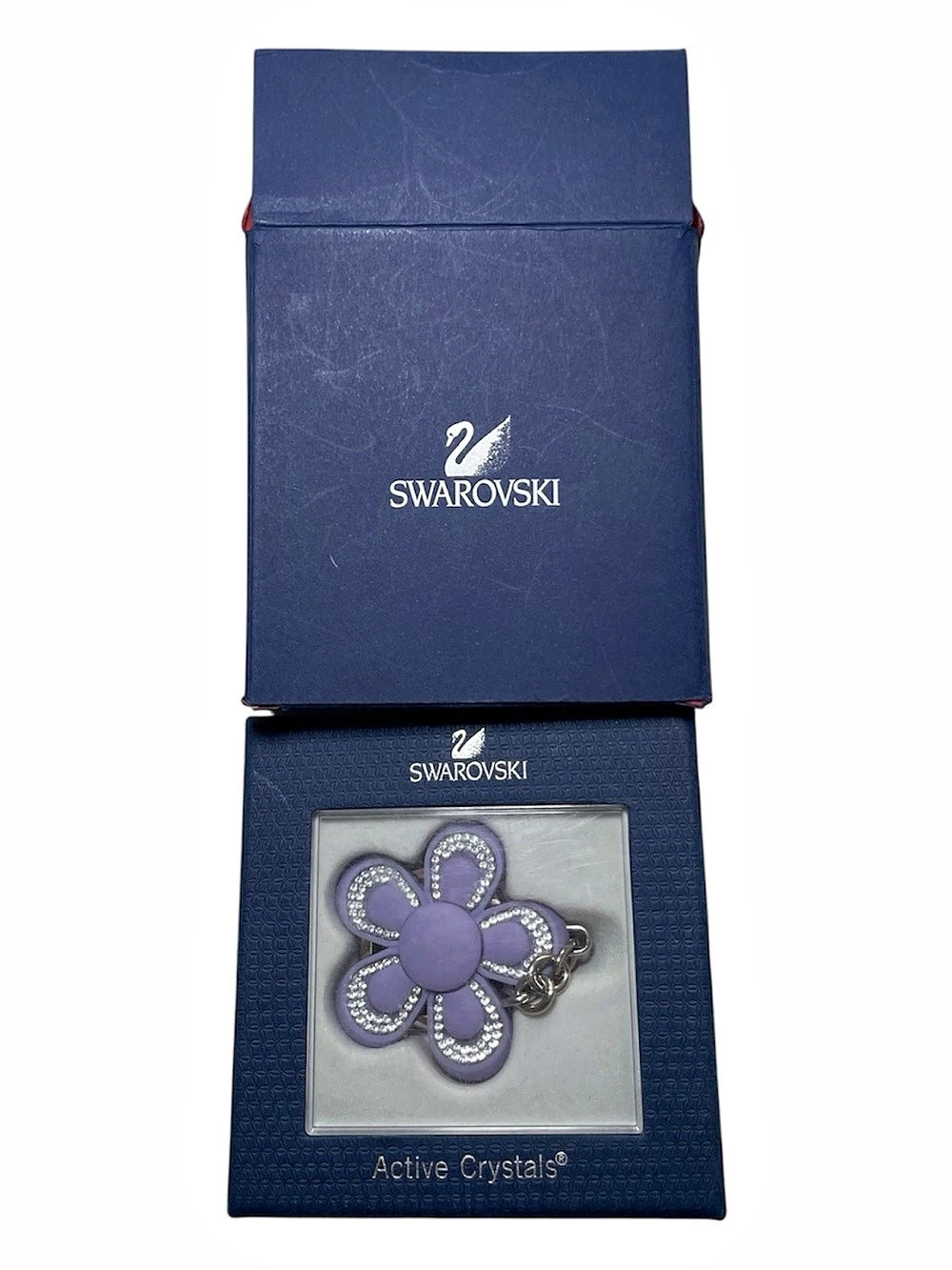 Swarovski Active Crystals USB Flower Keyring, Provence Lavender Purple & Silver